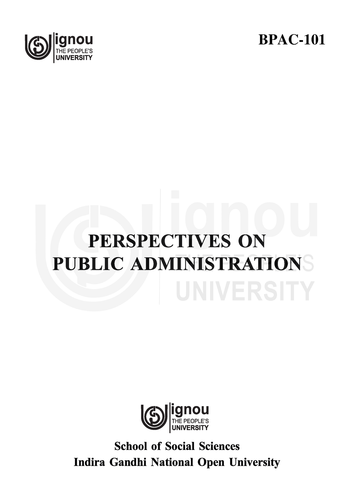 Block-1 - Syllabus - Public Administration - BPAC- - Studocu