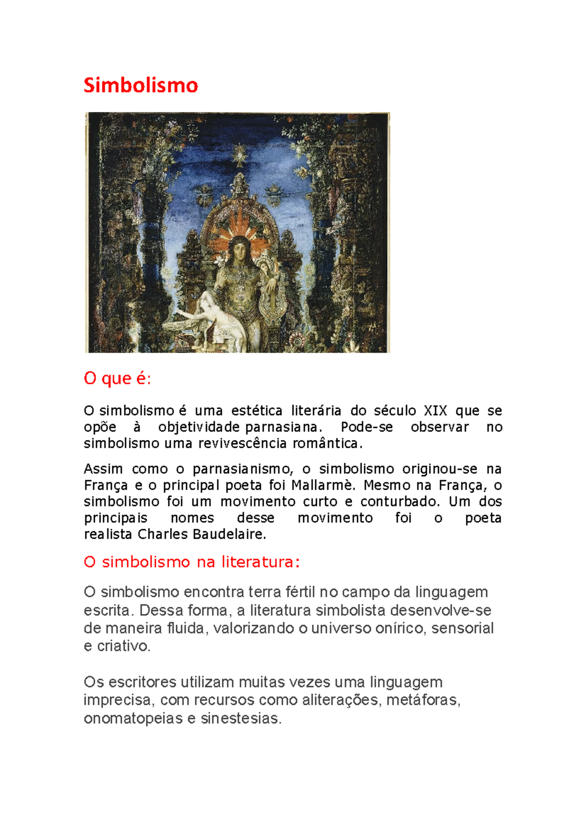 Trabalho de hist - rtryuhij - Simbolismo O que é: O simbolismo é uma ...
