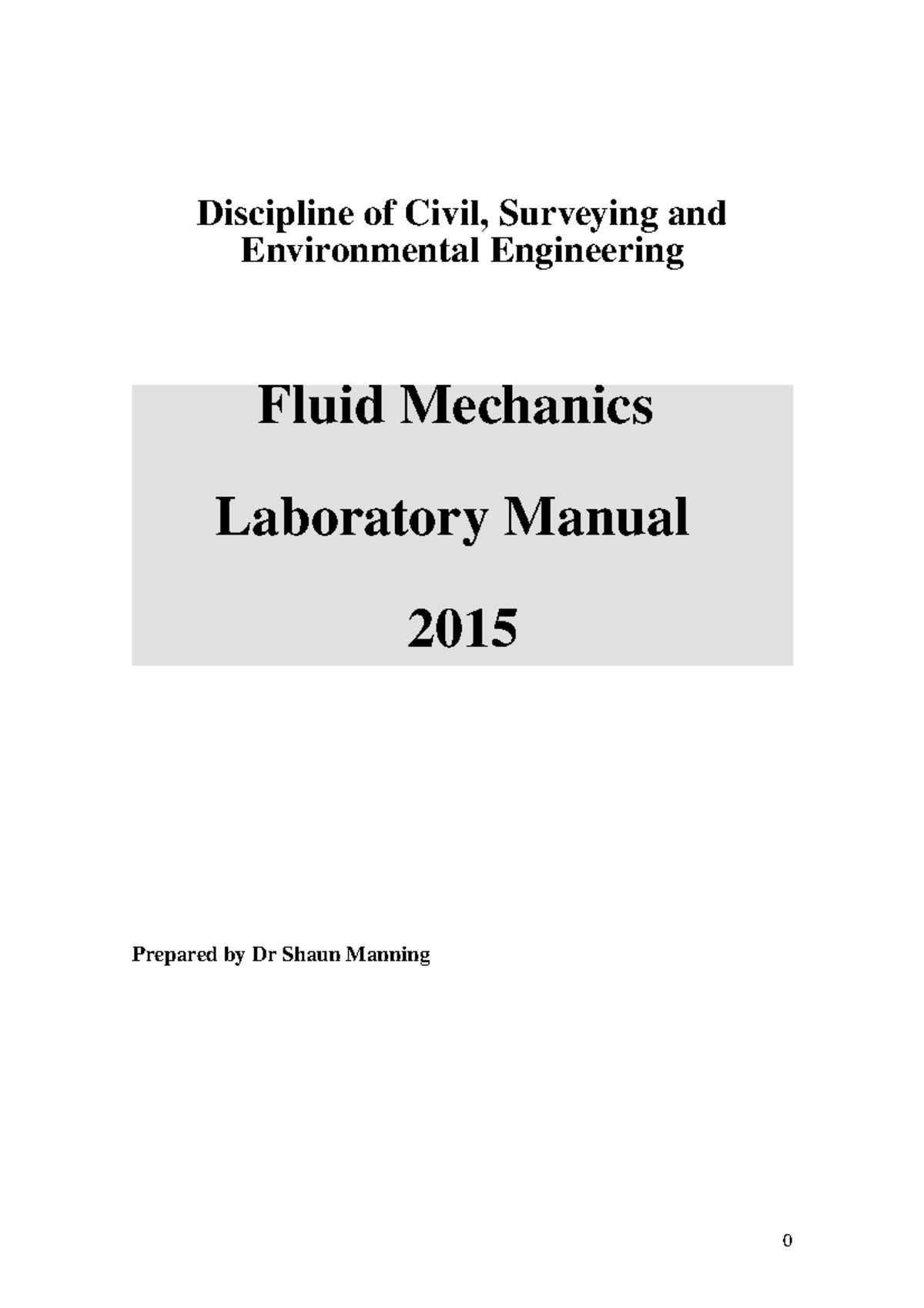 Fluid Mechanics Laboratory Manual 2015 - Discipline of Civil, Surveying ...