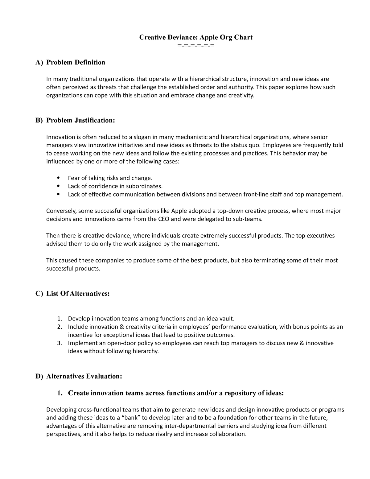 Case Study Creative Deviance Apple Org Chart - Creative Deviance: Apple ...