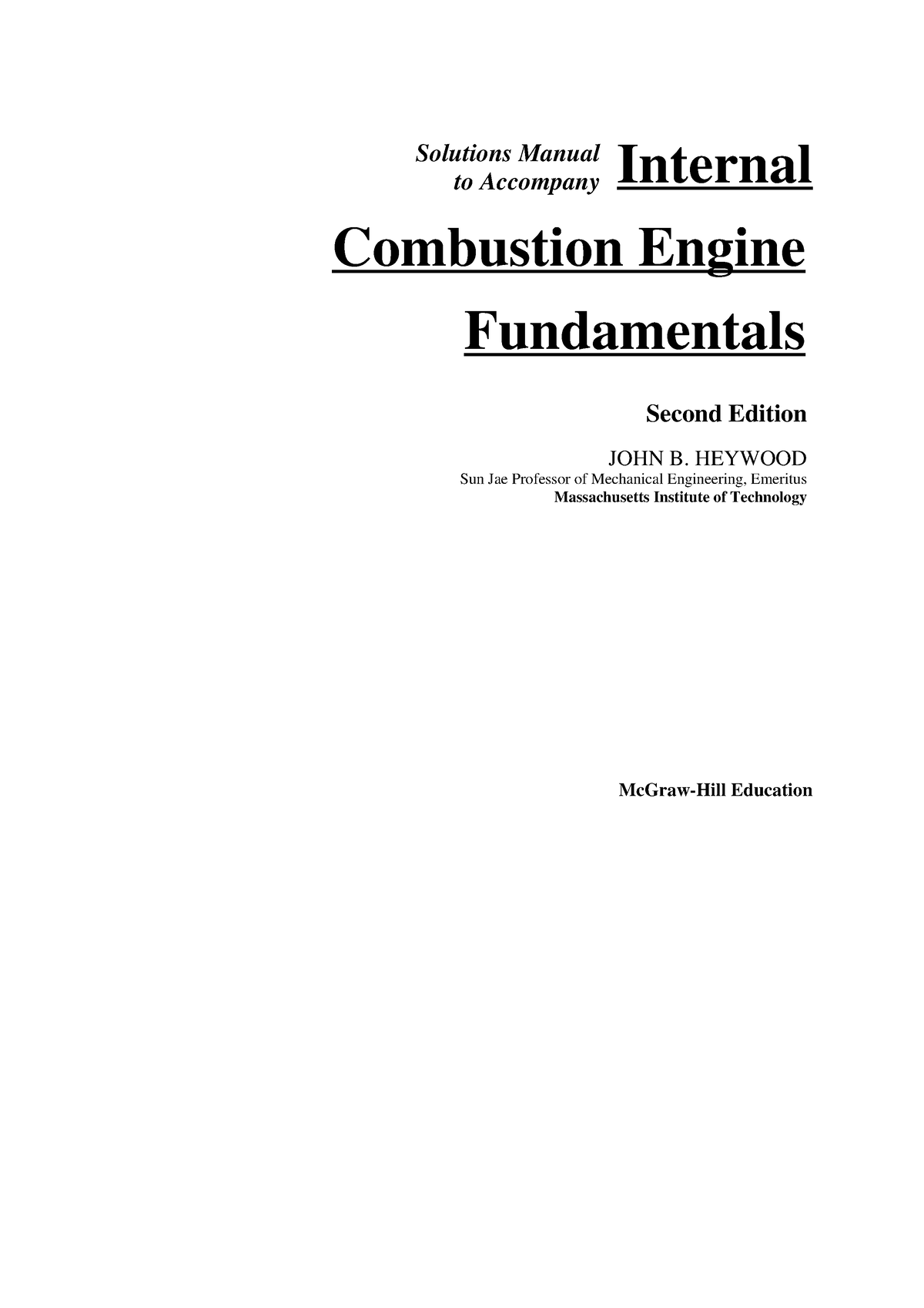 Internal Combustion Engine - Solutions - Solutions Manual To Accompany ...