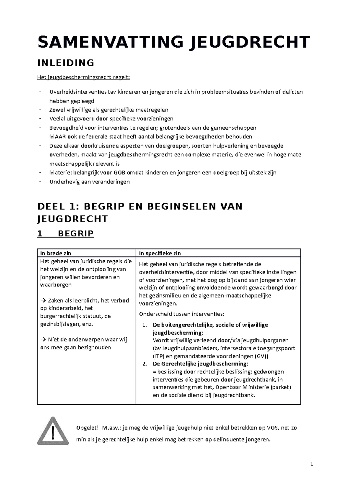 Samenvatting Jeugdrecht - SAMENVATTING JEUGDRECHT INLEIDING Het ...