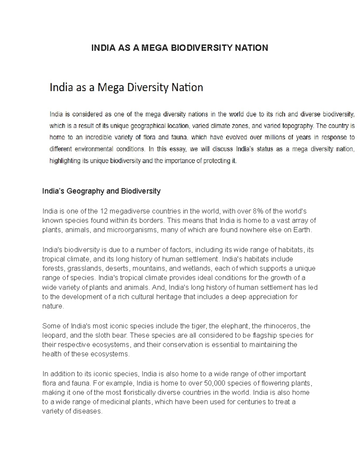 india as a mega diversity nation essay