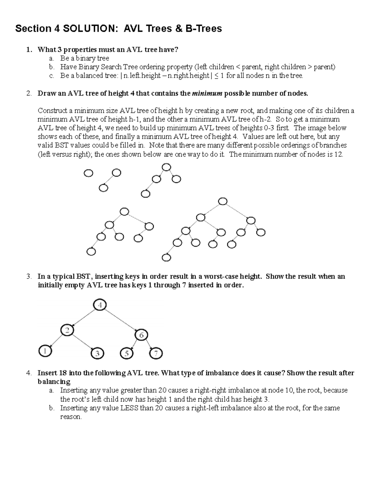 Solutions week4 - Notes - Section 4 SOLUTION: AVL Trees & B-Trees 1 ...