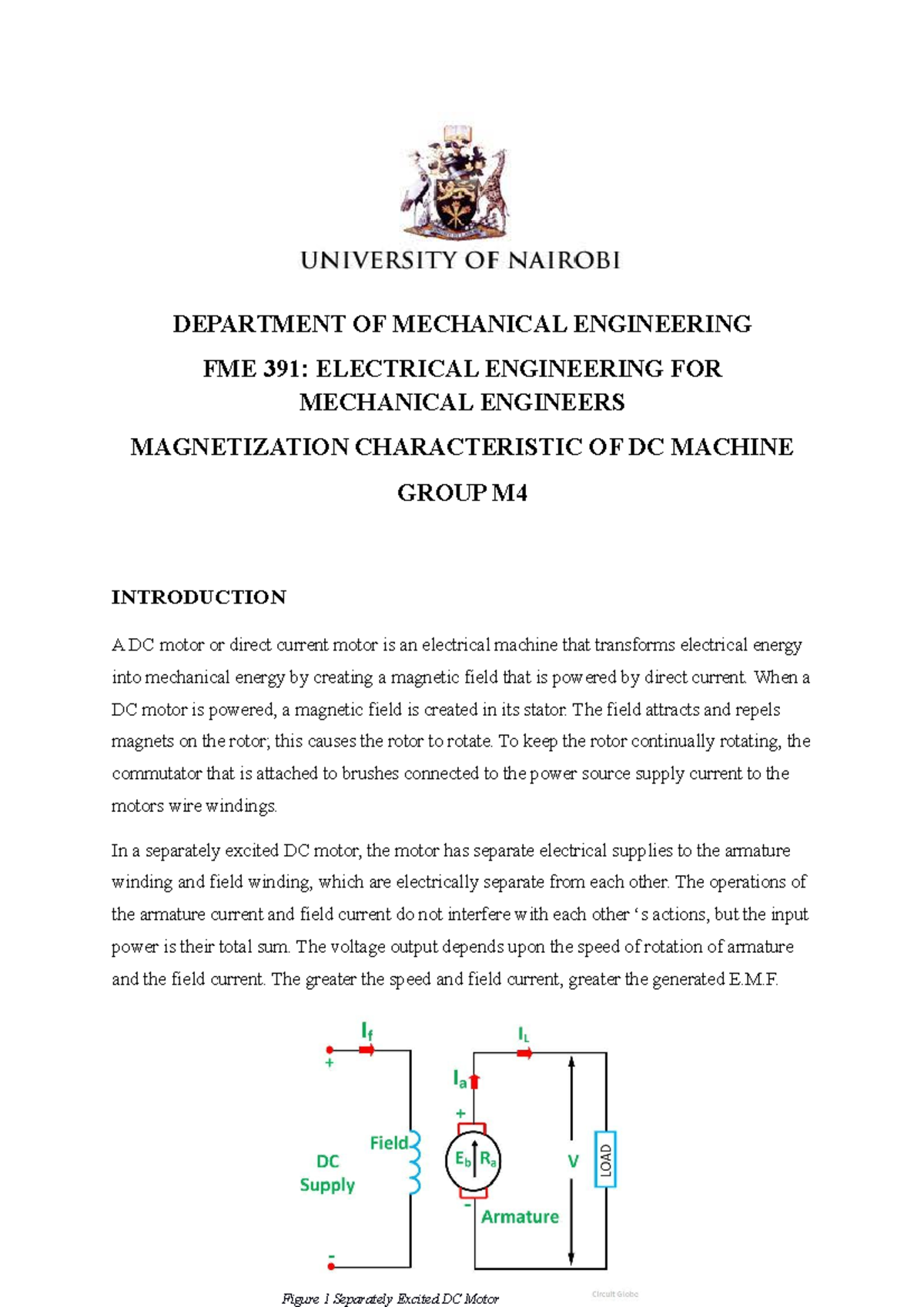 Magnetization Characteristic of DC Machine - DEPARTMENT OF MECHANICAL ...