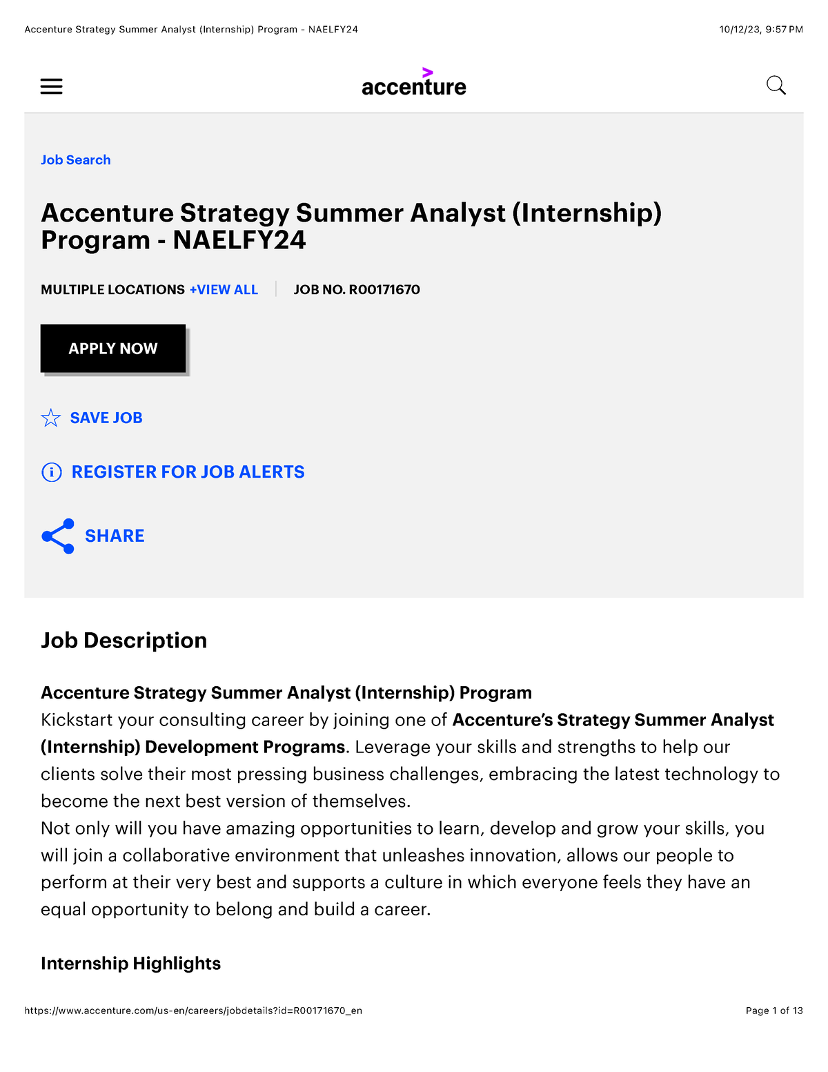 Accenture Strategy Summer Analyst (Internship) Program Naelfy 24