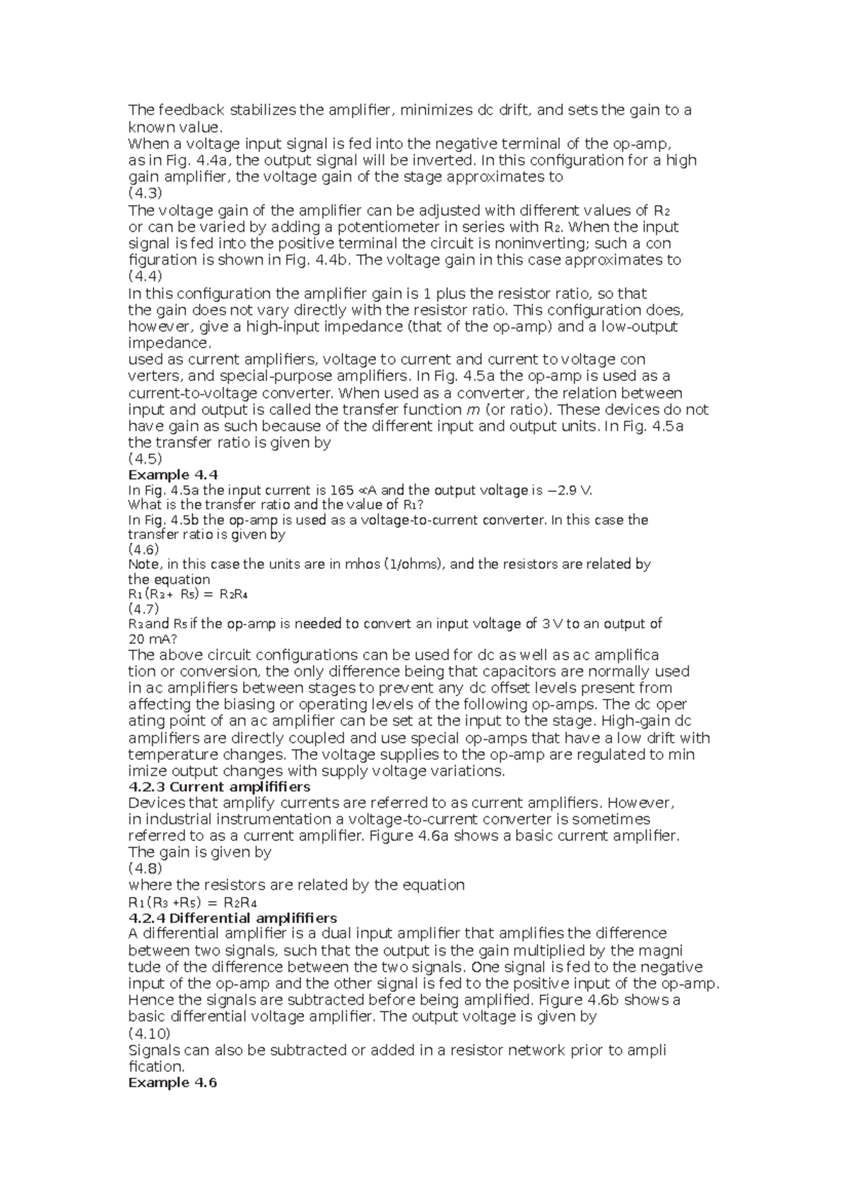 Process control applications 95 - The feedback stabilizes the amplifier ...