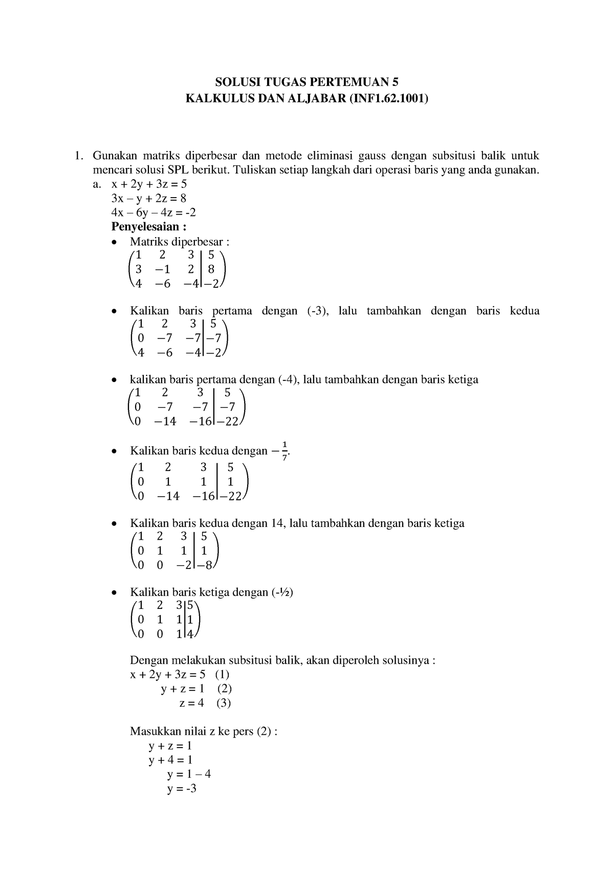 Solusi Tugas Pertemuan 5 Kalkulus Dan Aljabar - SOLUSI TUGAS PERTEMUAN ...
