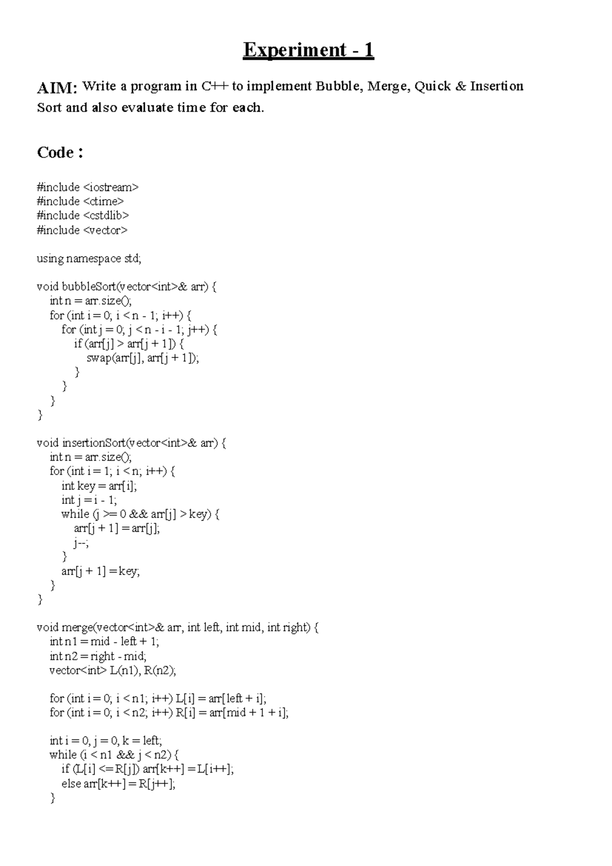 1-4 exp - first four practicals - Experiment - 1 AIM: Write a program ...