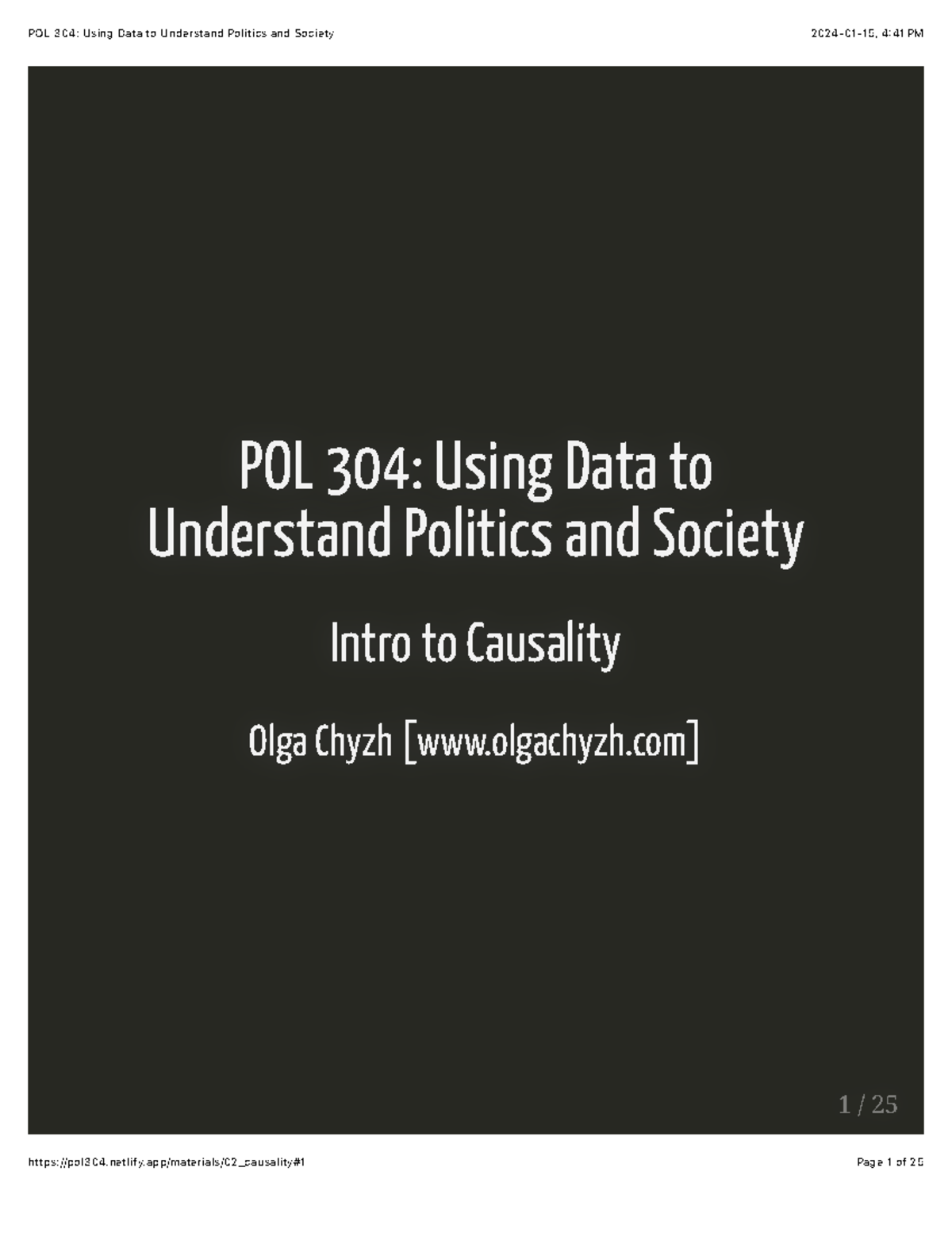 Week 1-1 - lecture slides for week 1 - POL 304: Using Data to ...