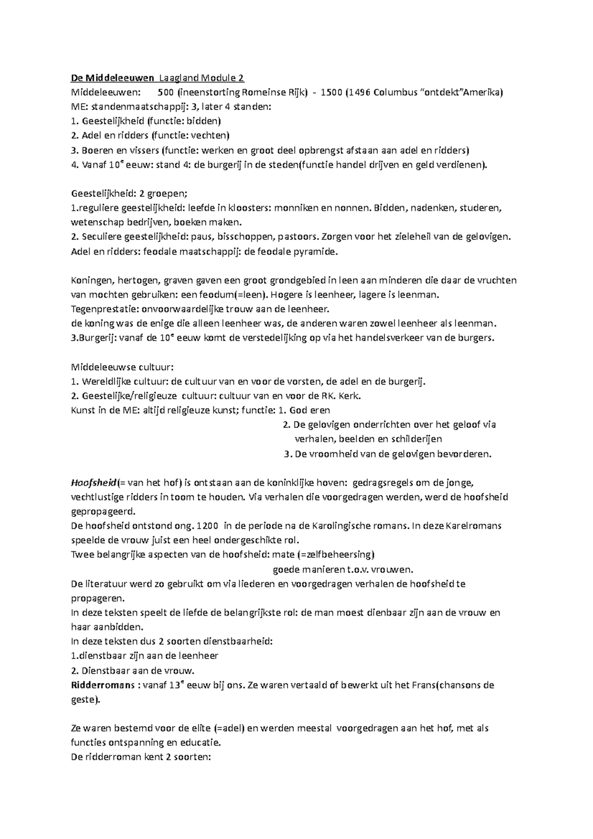 Samenvatting Middeleeuwen Module 2 - De Middeleeuwen Laagland Module 2 ...