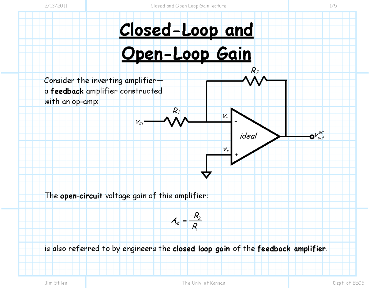 Closed And Open Loop Gain Lecture - Closed-Loop And Open-Loop Gain ...