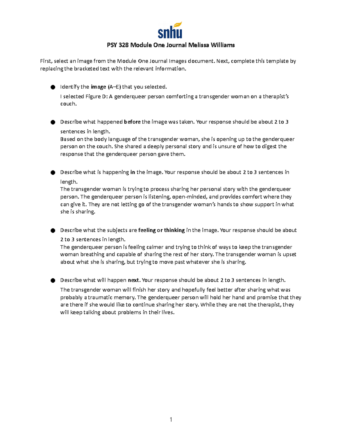 PSY 328 Module One Journal - Next, Complete This Template By Replacing ...