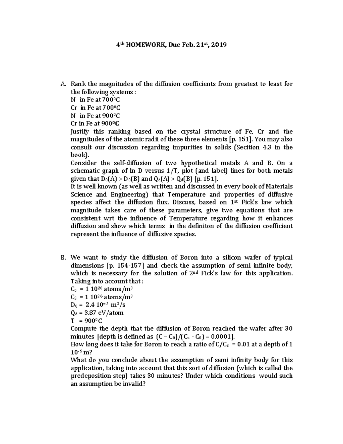 Homework 4 Material Science - Malamataris - **4 th HOMEWORK, Due Feb ...