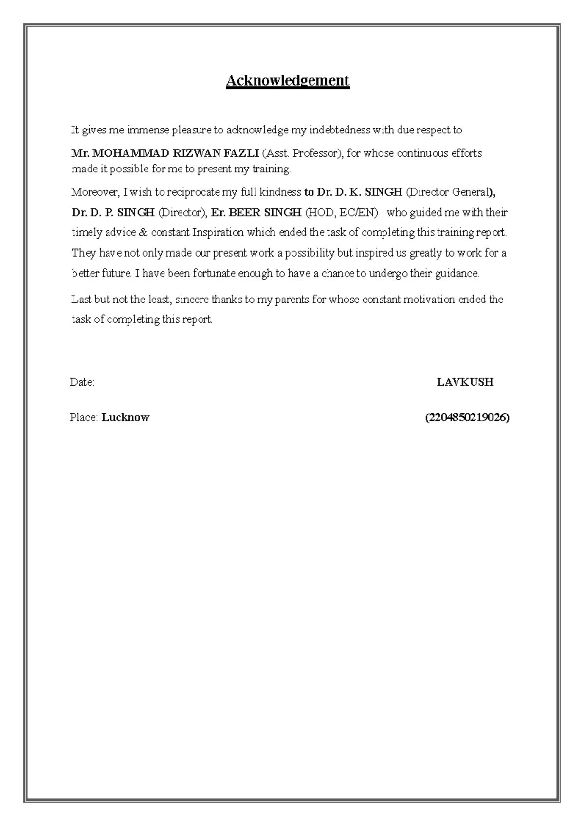 Python project report - Acknowledgement It gives me immense pleasure to ...