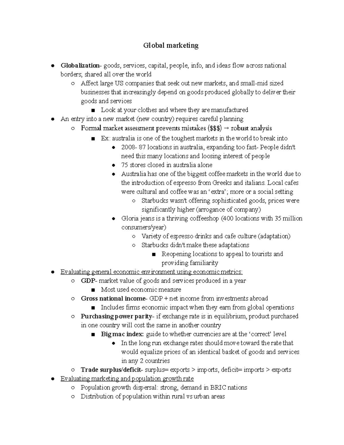 Chapter 8 class notes supplemental textbook material Global