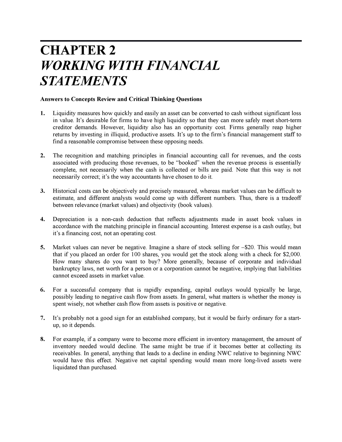 Chapter 2 Financial Statements, Taxes, And Cash Flow Ross 10e ...