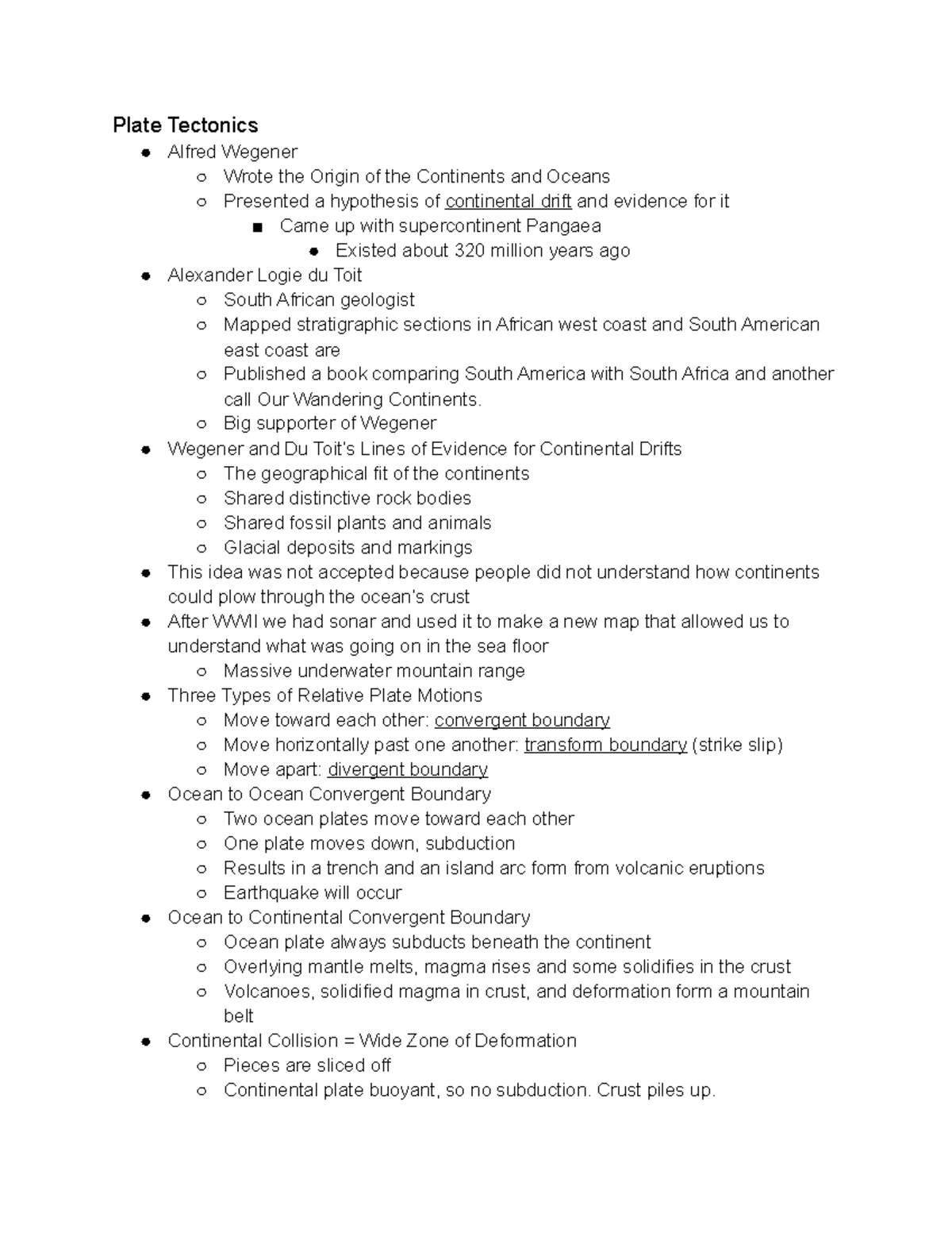 10 3 18 Plate Tectonics - Lecture Notes 13 - Plate Tectonics Alfred ...
