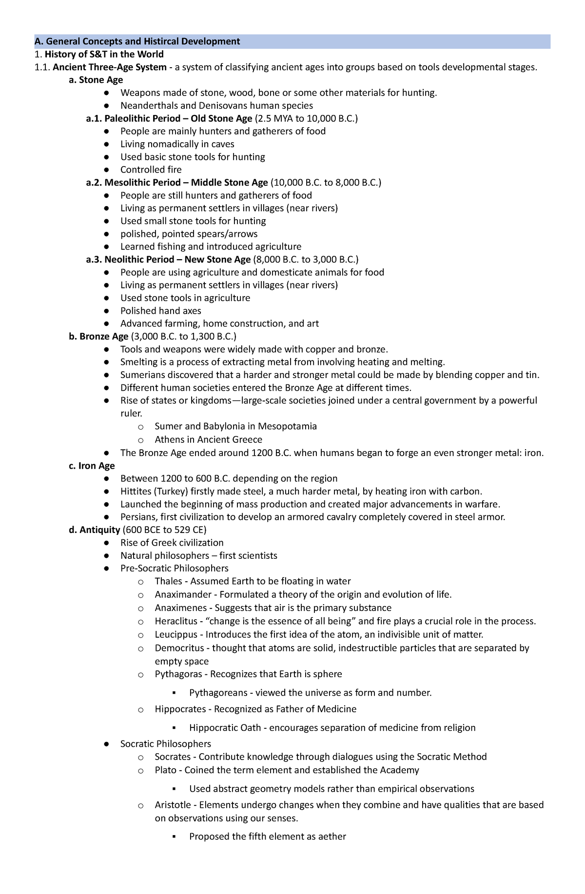 GED 6 STS Handouts - ... - A. General Concepts and Histircal ...