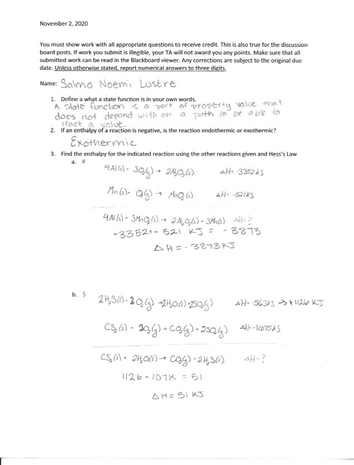 103 Chemistry Homework Nov 2 - CHEM 103 - Studocu