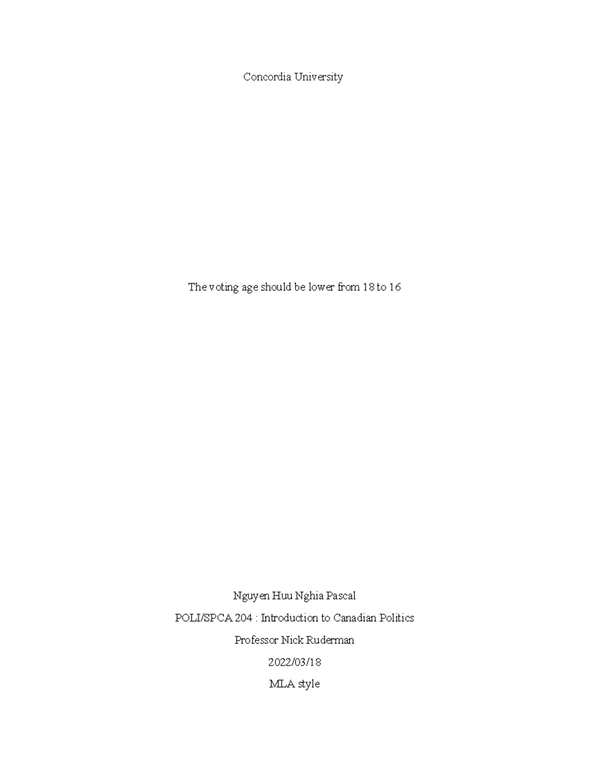 Poli 204 voting age positive (1) Concordia University The voting age