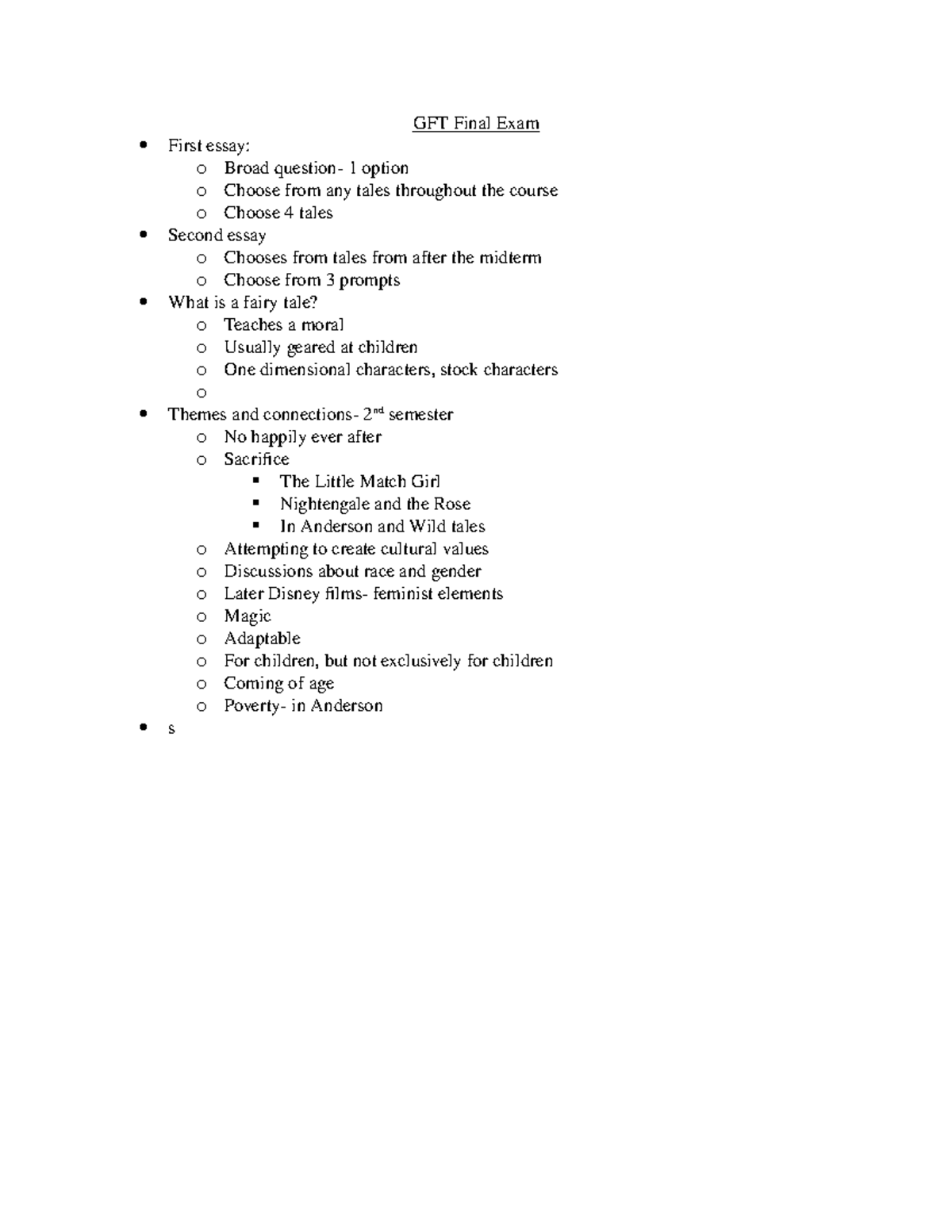 GFT Final Exam - GFT Final Exam First essay: o Broad question- 1 option ...