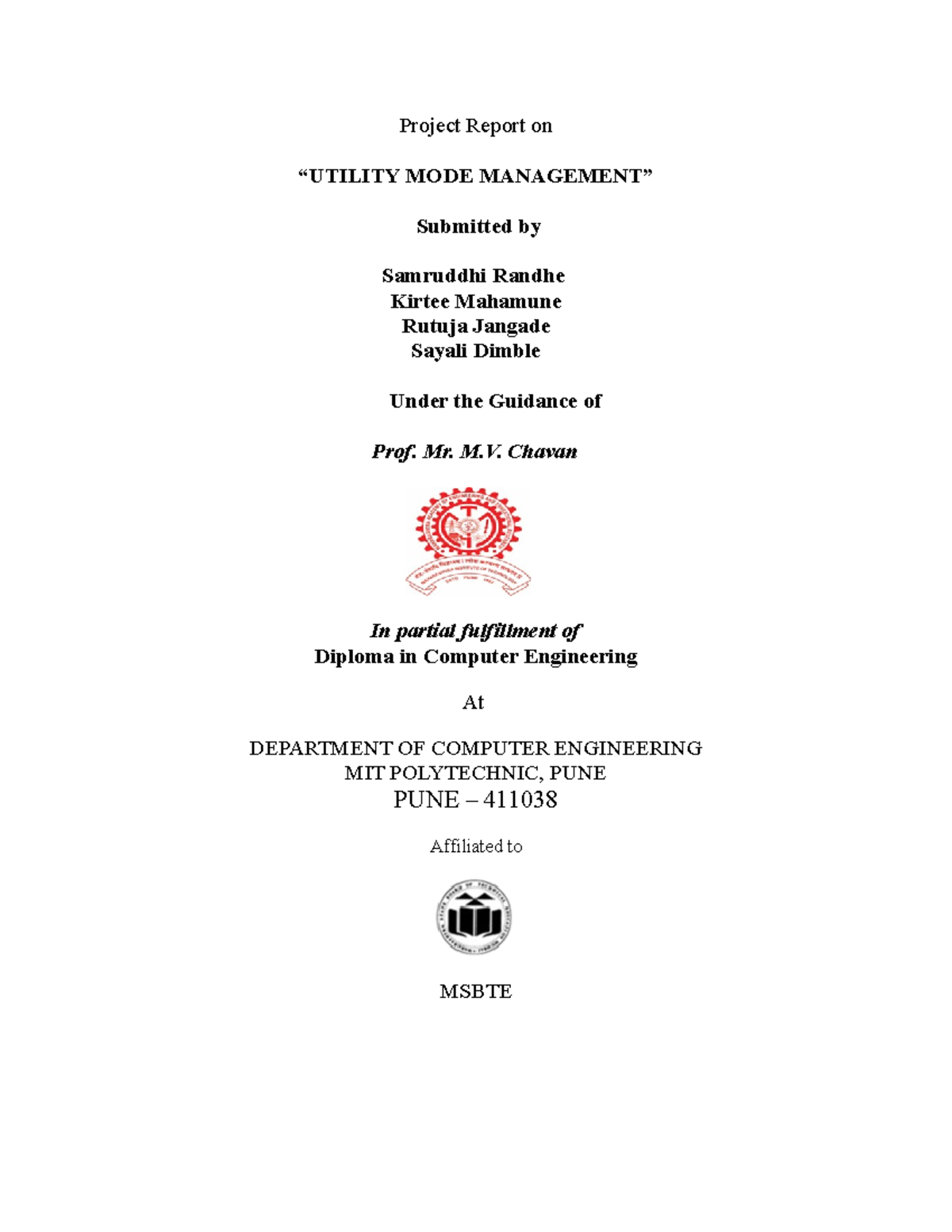 Reference Black BOOK - utility management - Project Report on “UTILITY ...