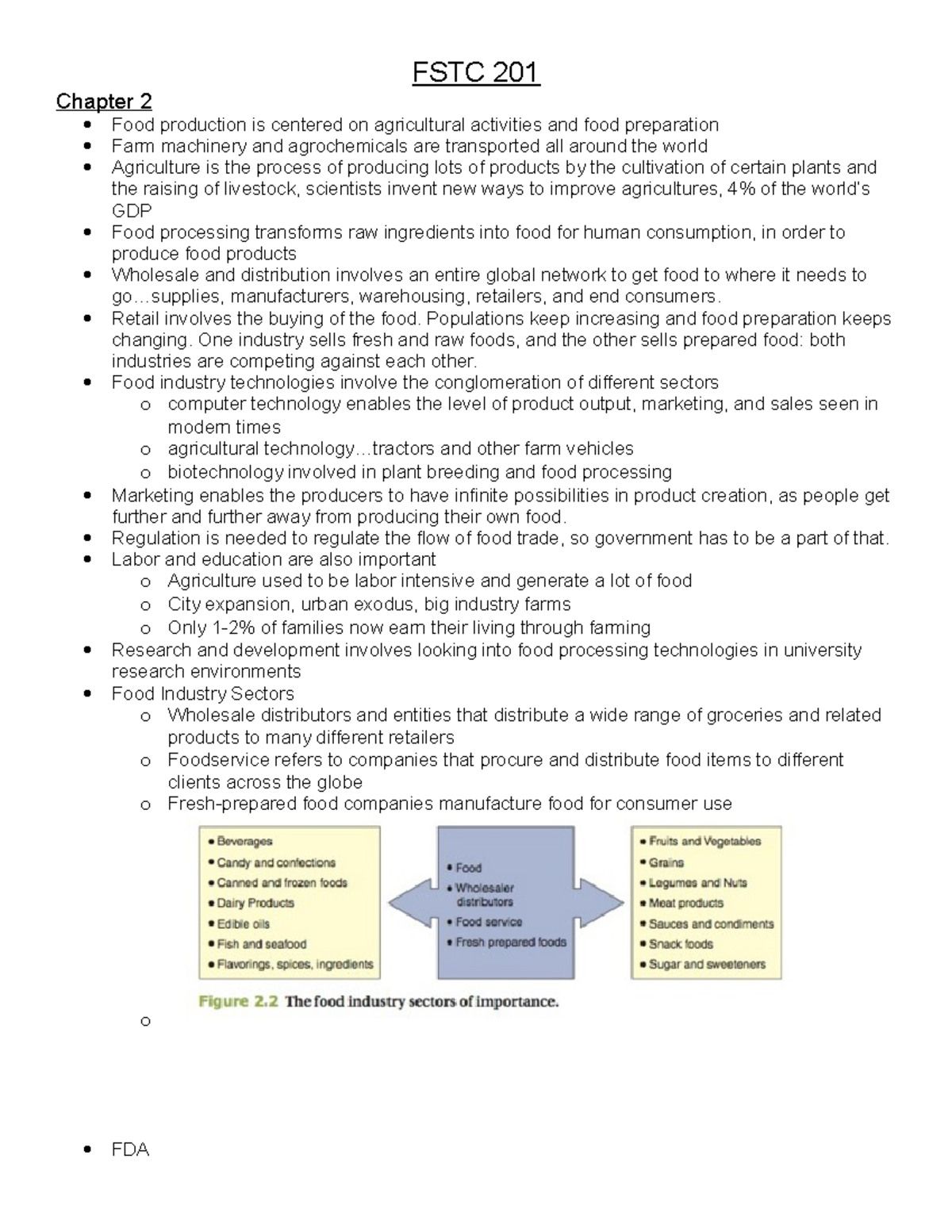 Lecture notes, lecture chapter 2 - FSTC 201 Chapter 2 Food production ...