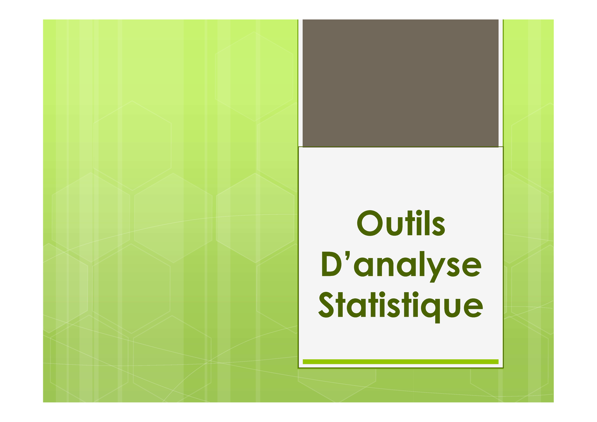 Statistique Chapitre 1 - Outils D’analyse Statistique Programme I ...