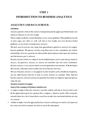 CCW331 Business Analytics unit I Notes - CCW331 BUSINESS ANALYTICS UNIT ...