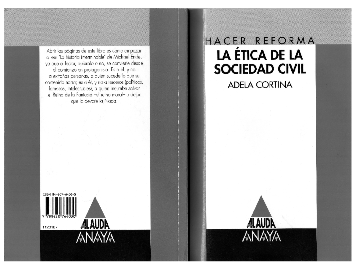Adela Cortina - Hacer reforma la ética de la sociedad civil-Anaya (1994
