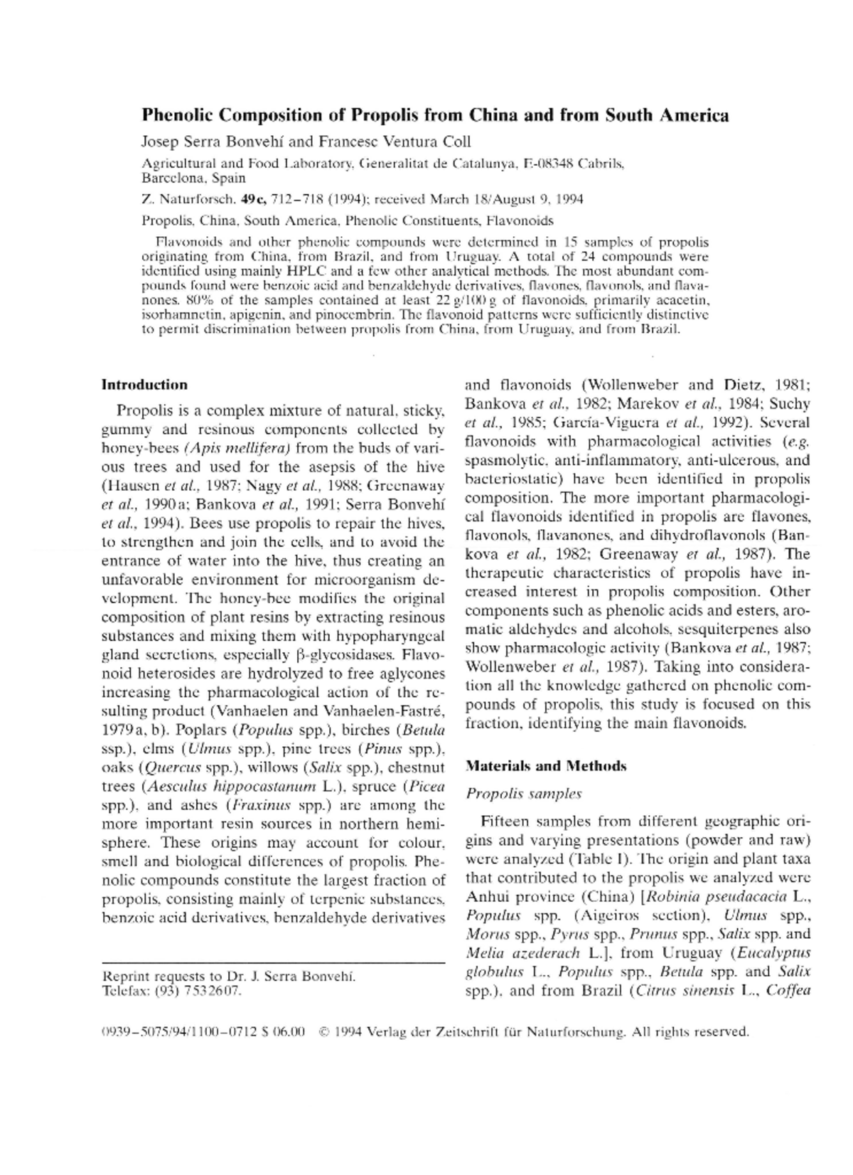 10 - apoyo de lectura - Phenolic Composition of Propolis from China and ...