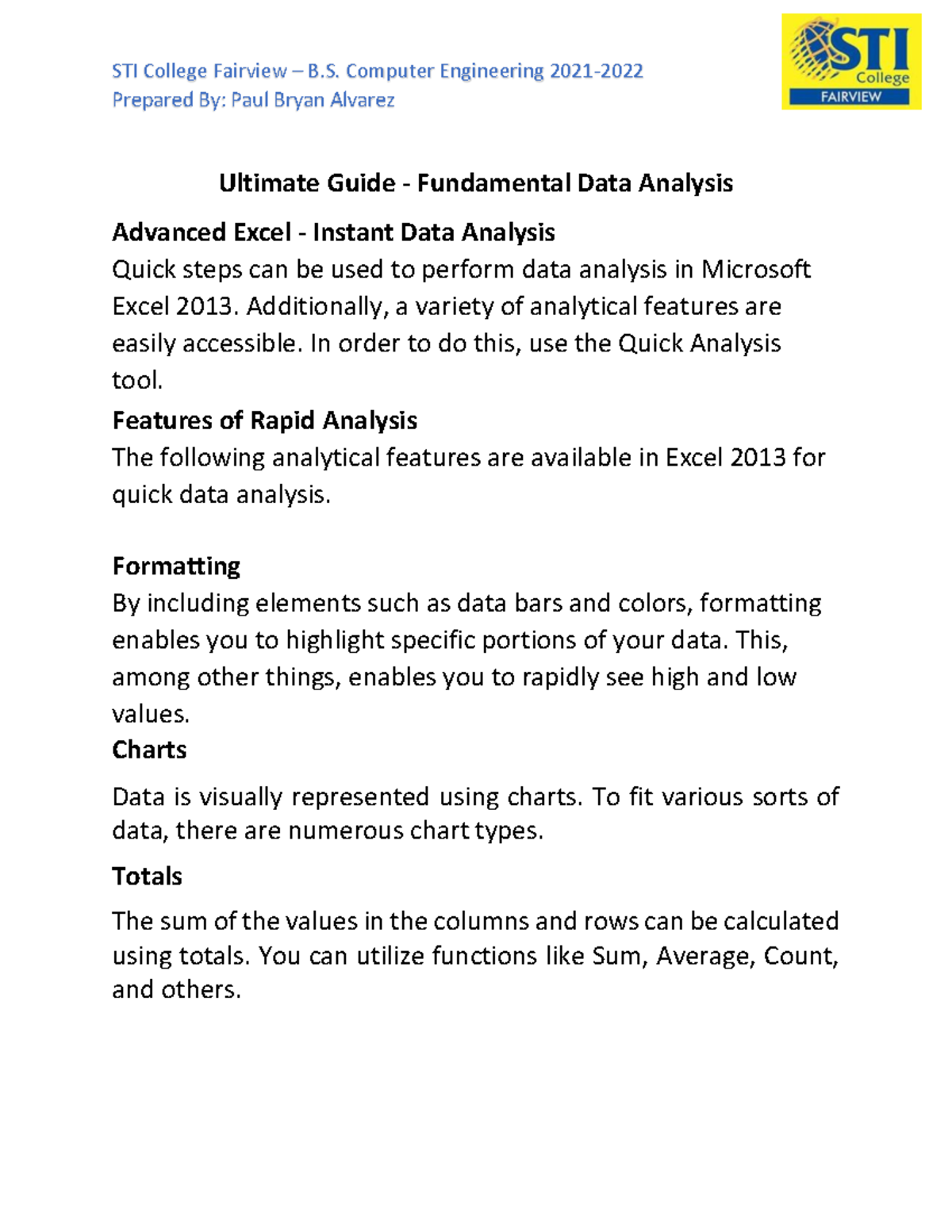 Ultimate Guide - Fundamental Data Analysis - Prepared By: Paul Bryan ...