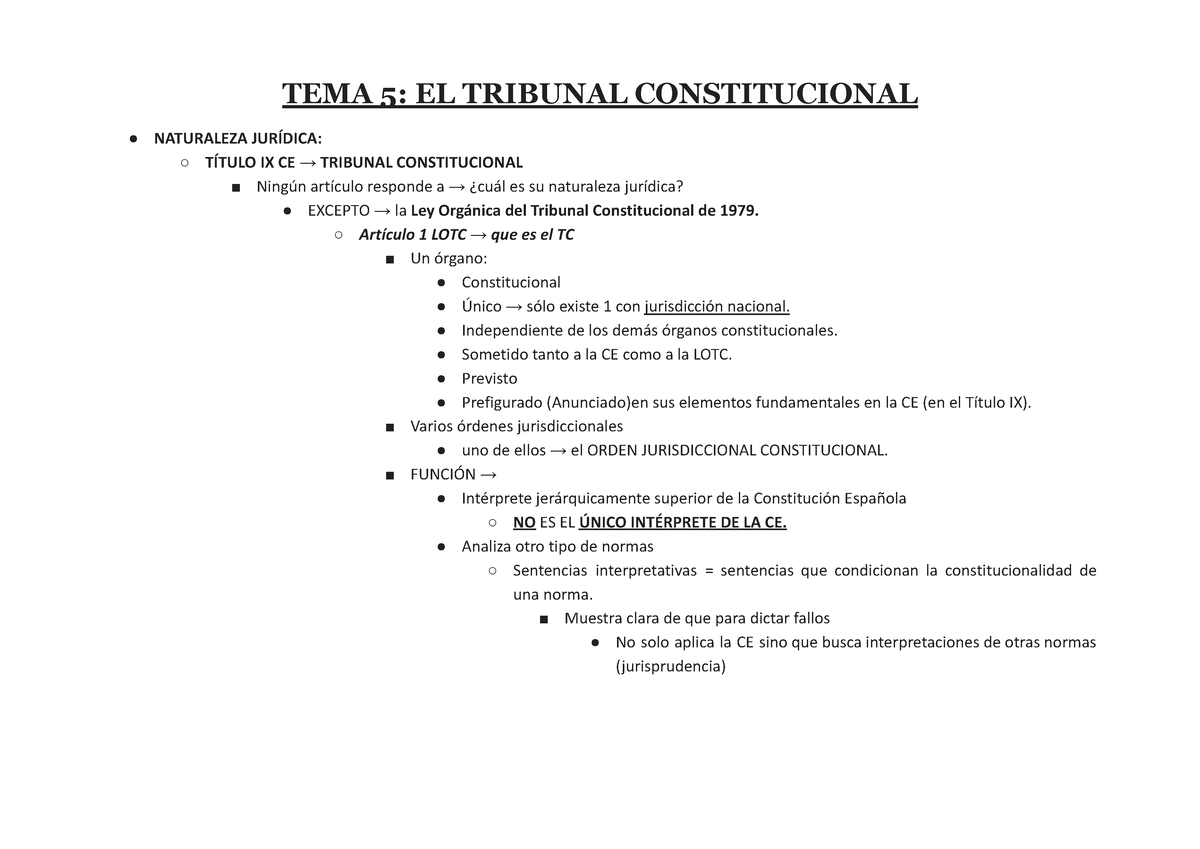 TEMA 5 EL Tribunal Constitucional - TEMA 5: EL TRIBUNAL CONSTITUCIONAL ...