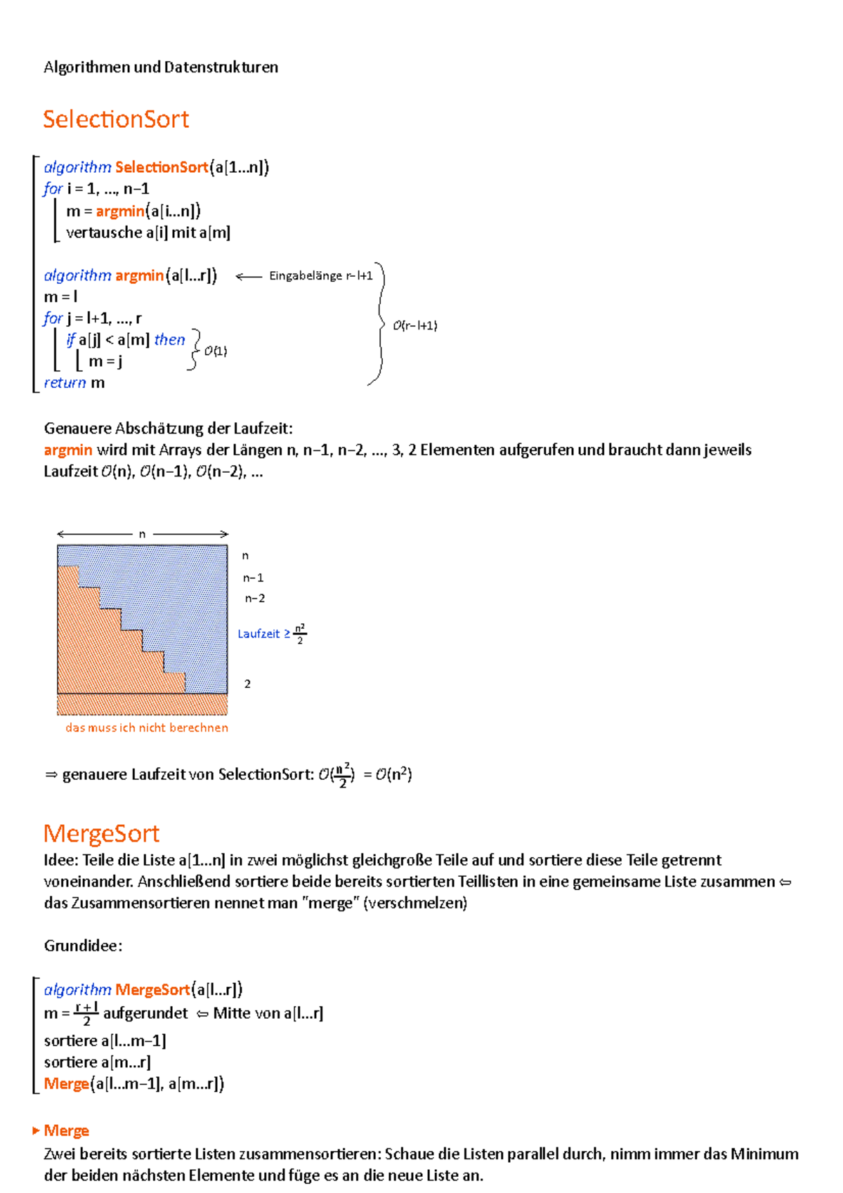 Vorlesungsnotizen 4 - Algorithmen Und Datenstrukturen Selec OnSort ...