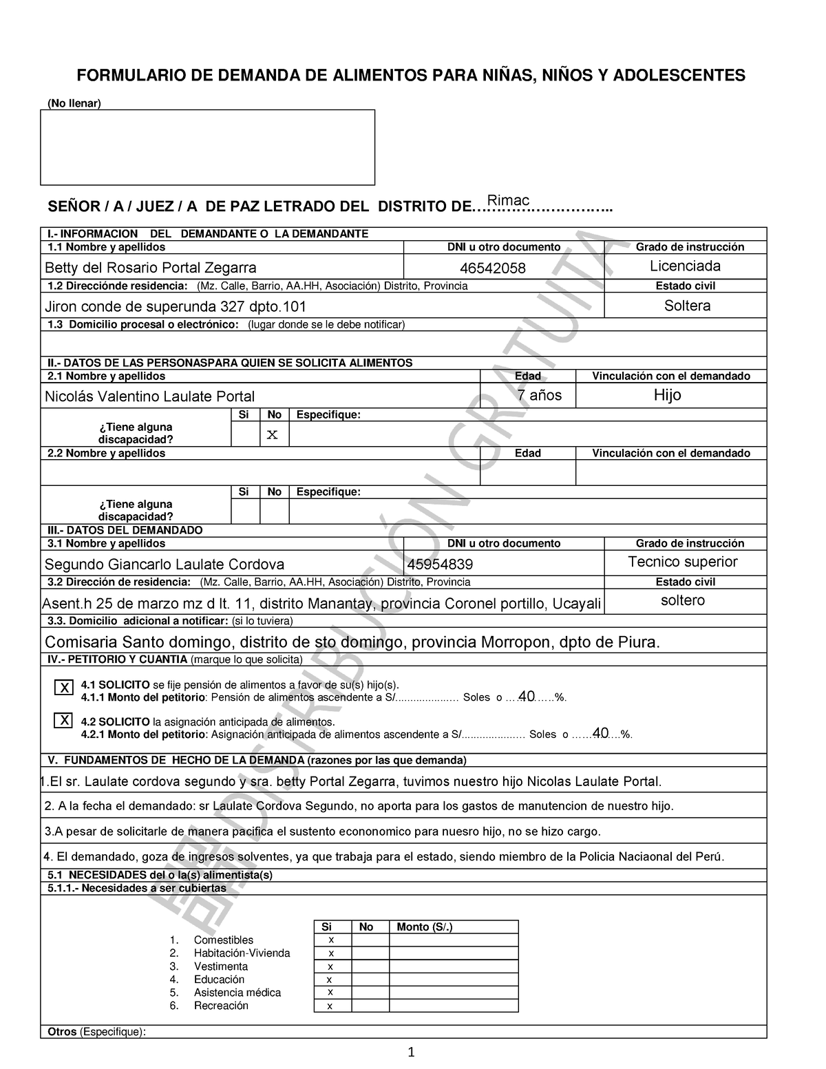 Formulario+DE+ Demanda+ Alimentos+PARA+NNA 1 FORMULARIO DE DEMANDA DE