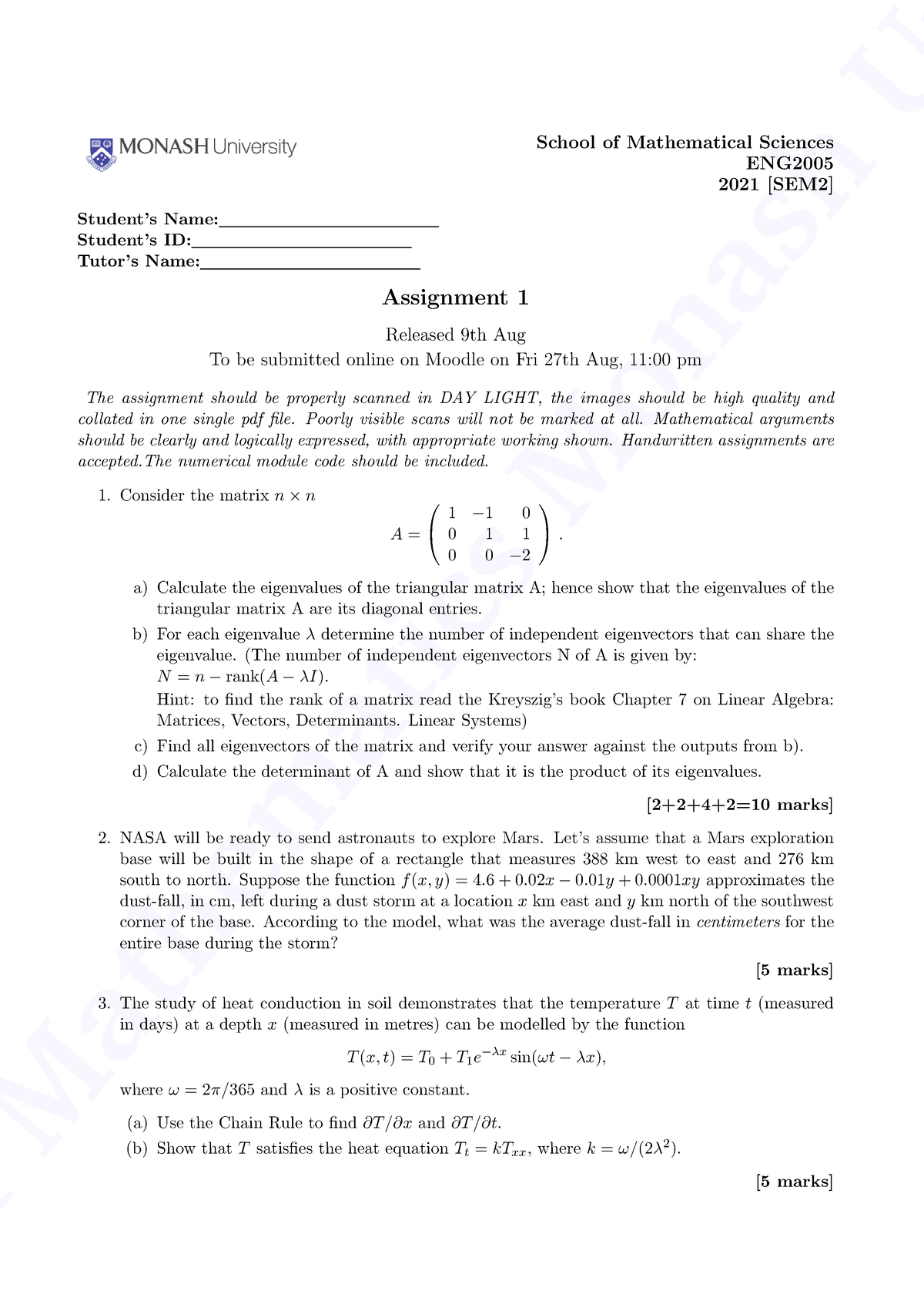 assignment format monash