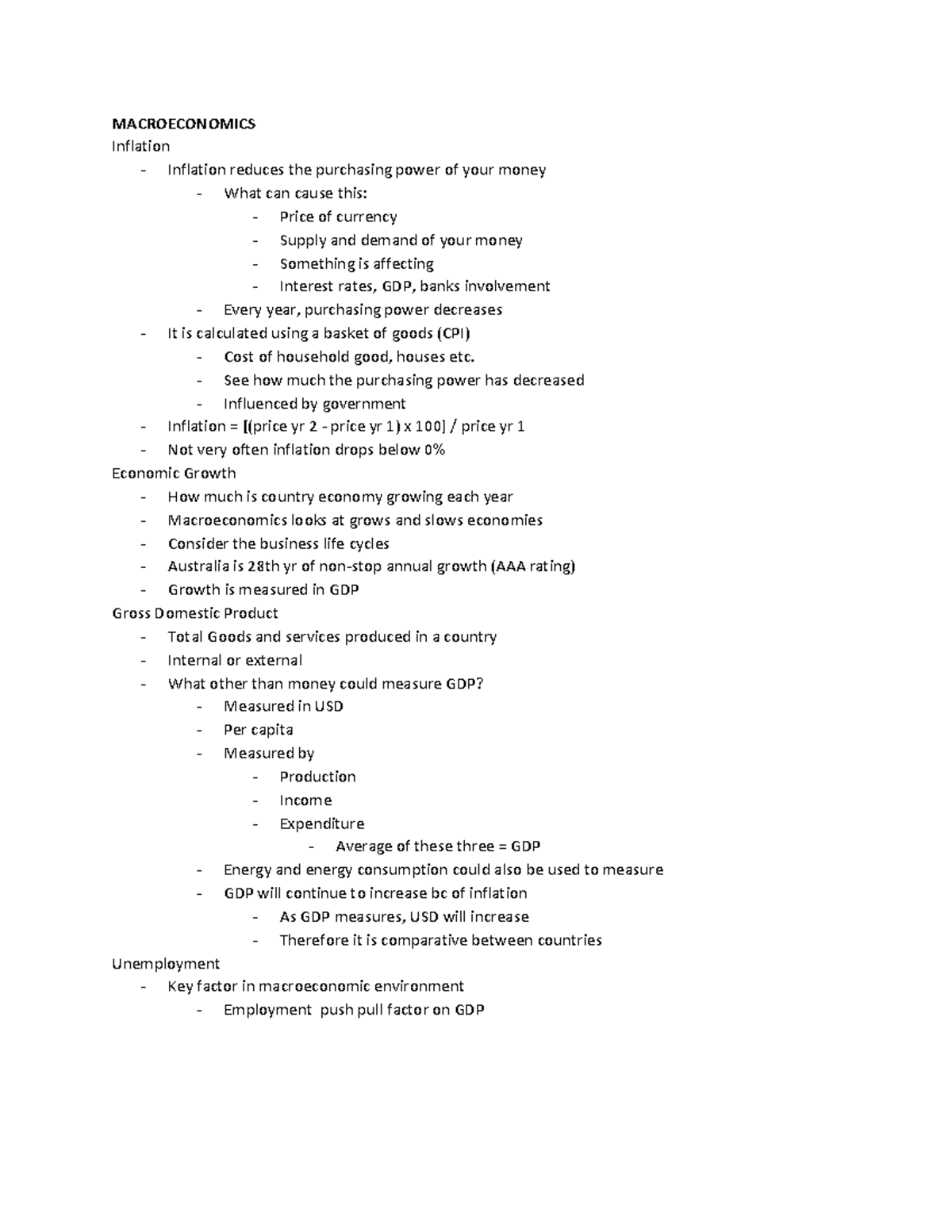 Week 2. Macro and Micro - Lecture notes 2 - MACROECONOMICS Inflation ...