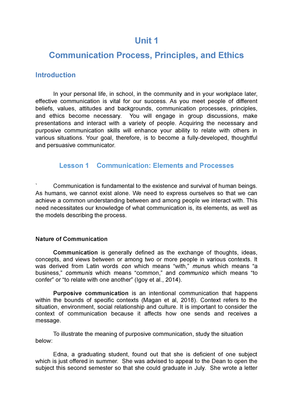 essay about communication process principles and ethics