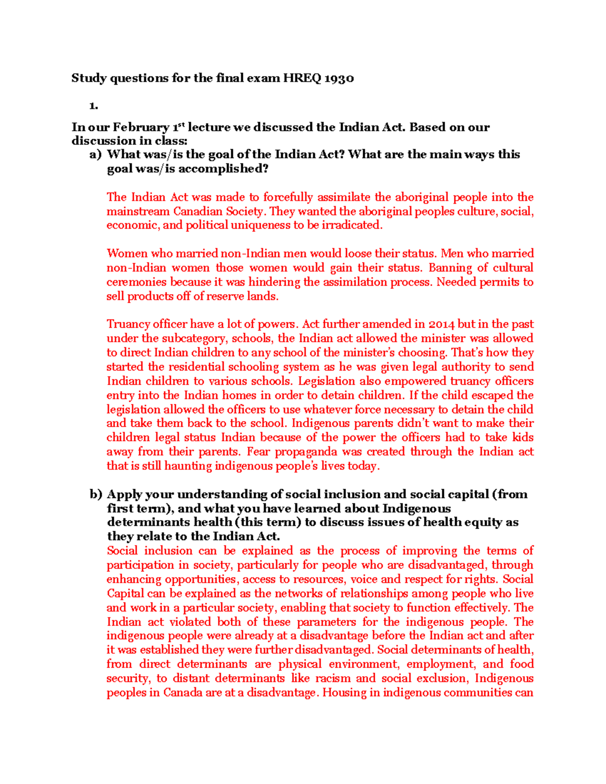 Final exam study questions HREQ1930 Yorku Studocu