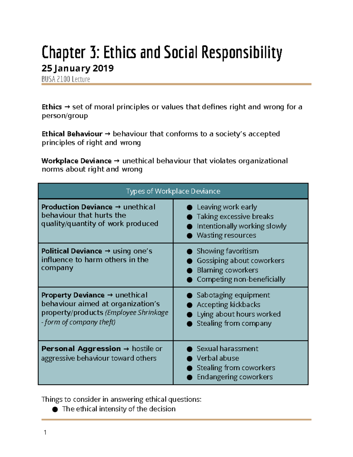 Chapter 3: Ethics and Social Responsibility - Chapter 3: Ethis and ...