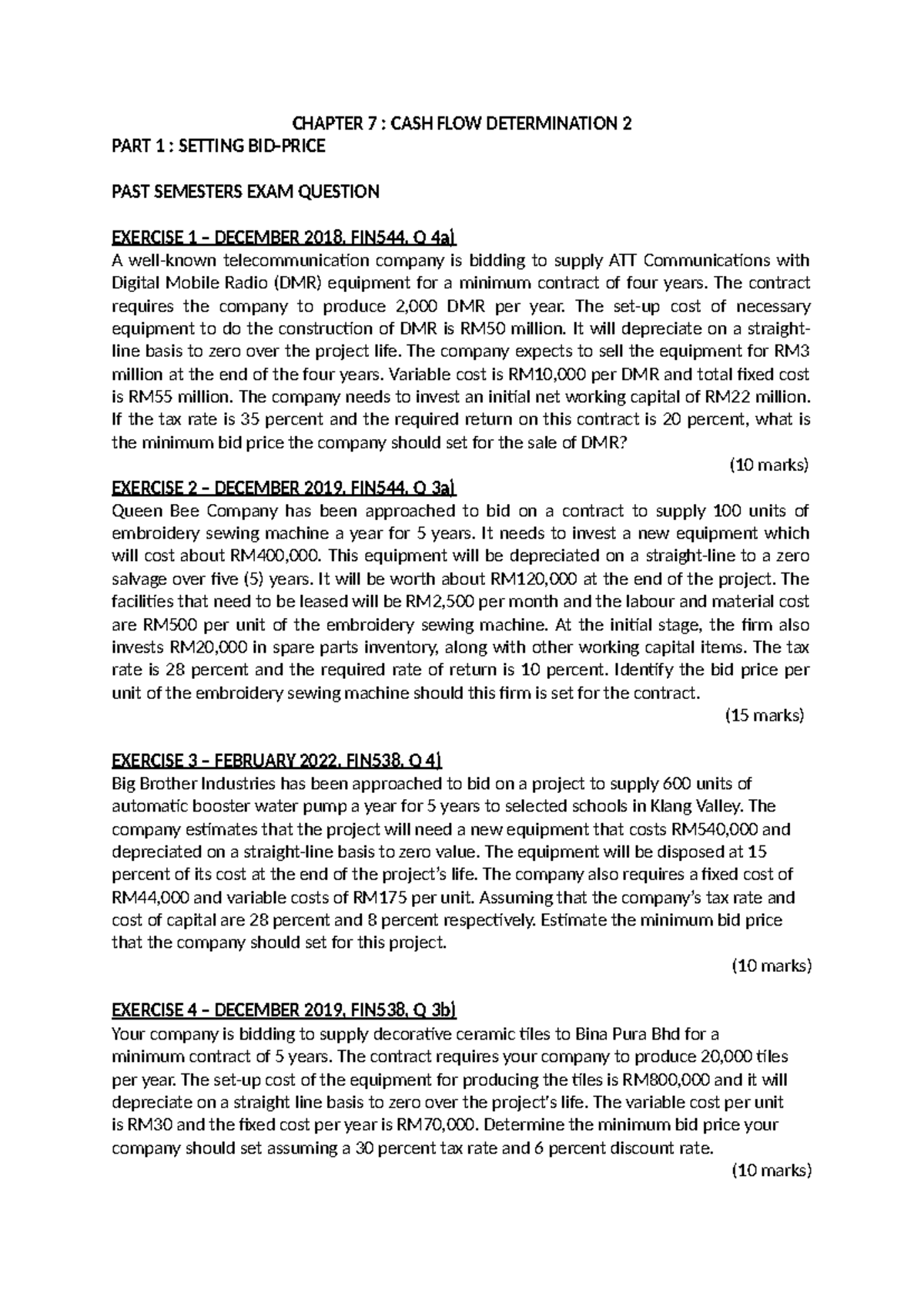 Chapter 7 - PART 1 - Exercise - CHAPTER 7 : CASH FLOW DETERMINATION 2 ...