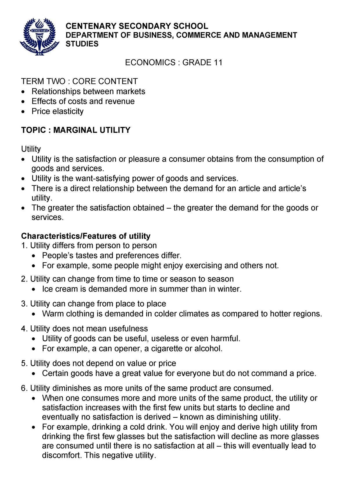 Business Notes Term 1 CENTENARY SECONDARY SCHOOL DEPARTMENT OF   Thumb 1200 1697 