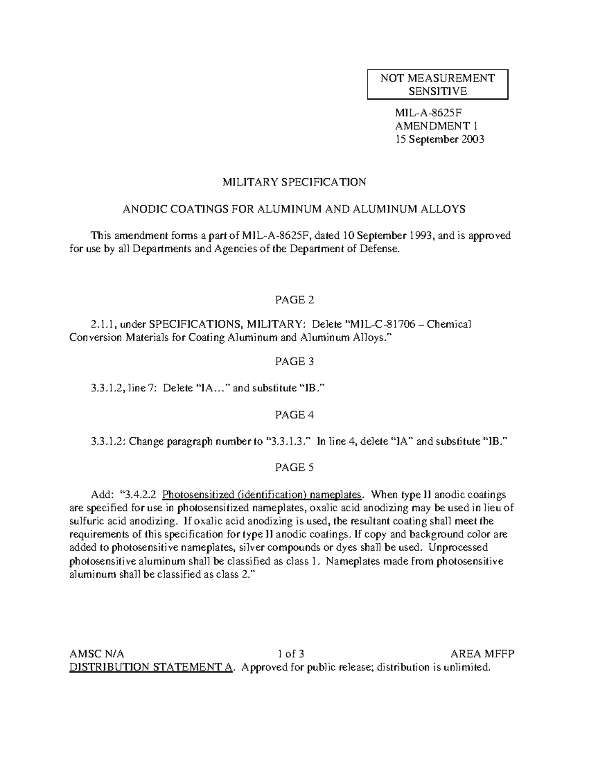 Mil-A-8625 Specification - MILITARY SPECIFICATION ANODIC COATINGS FOR ...