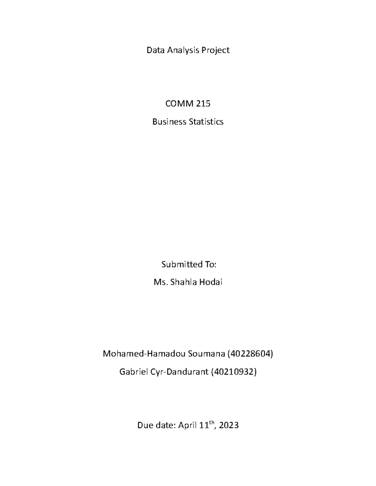 DAP Winter 23 - Data analysis project - Data Analysis Project COMM 215 ...