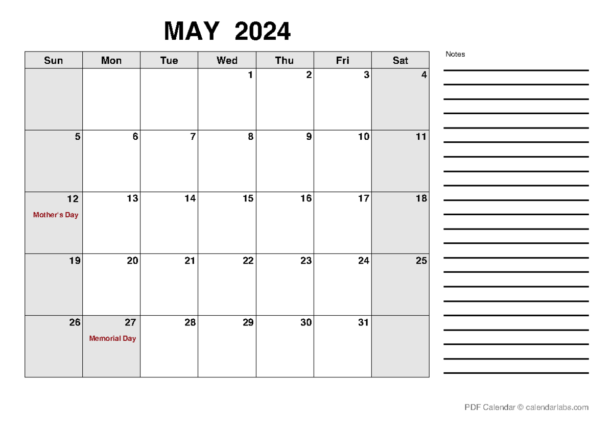 2024 free calendar pdf 03 - Medical Technology - MAY 2024 Sun Mon Tue ...