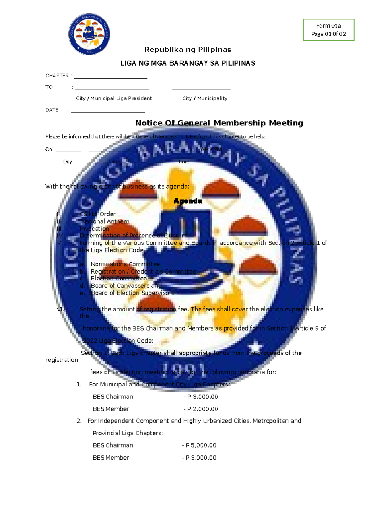 Liga ng barangay FORM 01a - Republika ng Pilipinas LIGA NG MGA BARANGAY ...