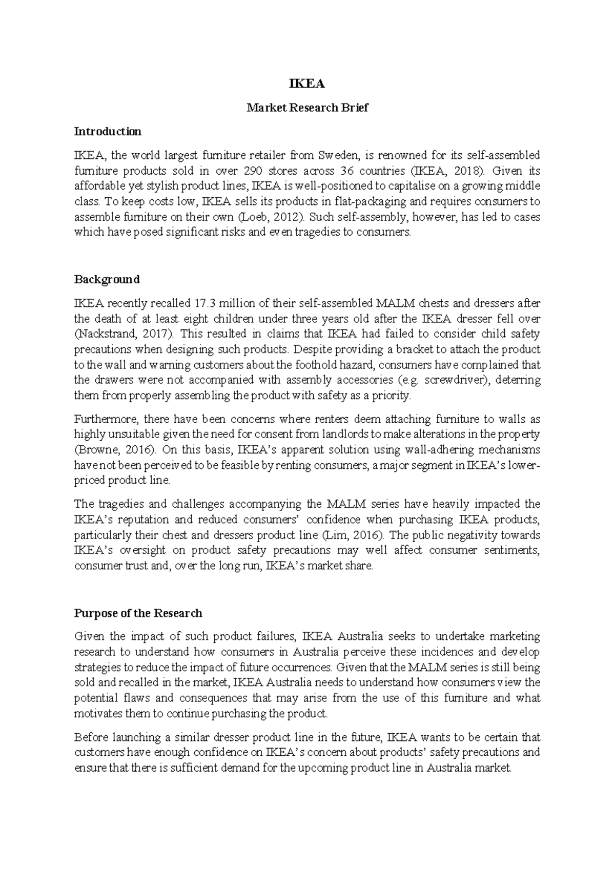 IKEA - Assignment 1 - Prepare a Market Research Brief - IKEA Market ...