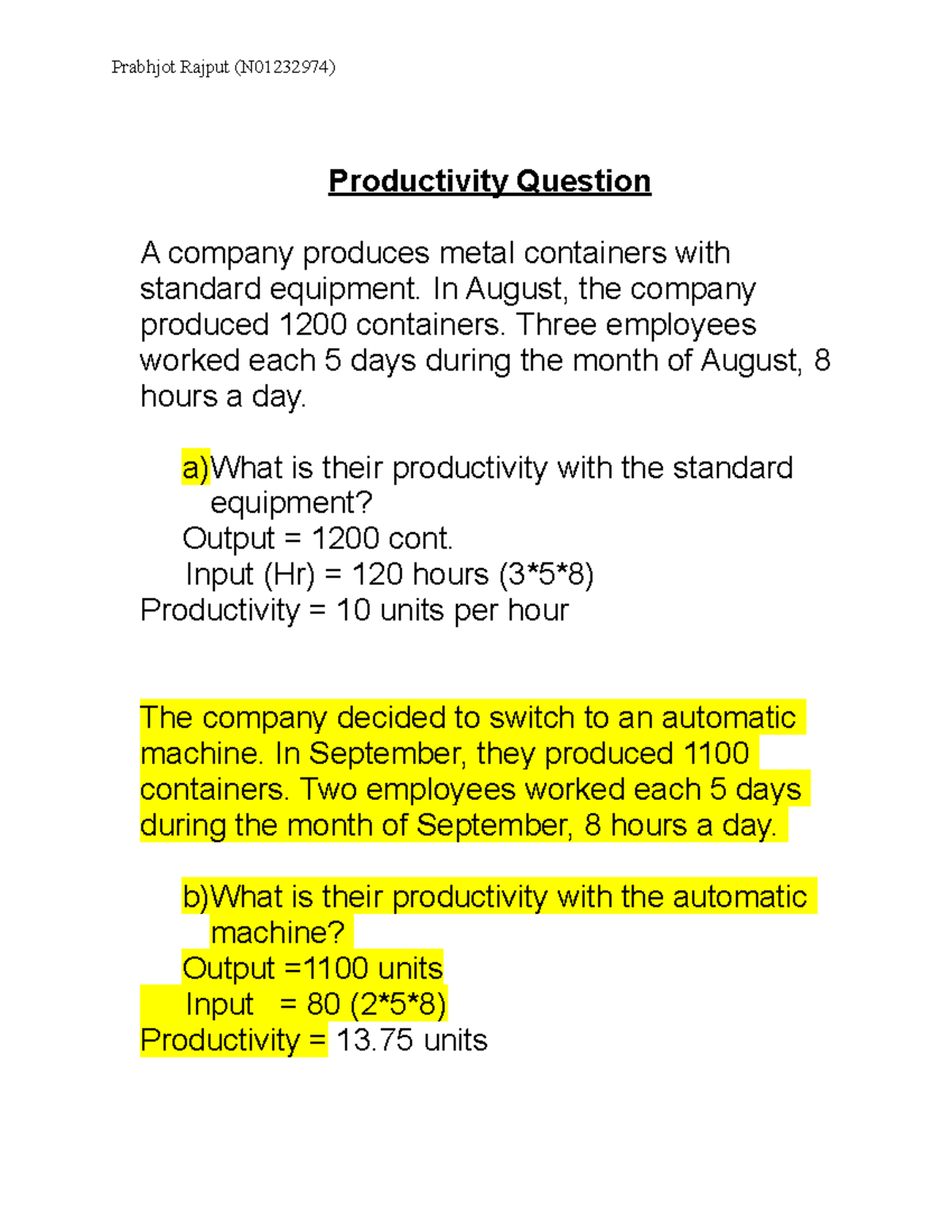 Chapter 1 assignment - Prabhjot Rajput (N01232974) Productivity ...