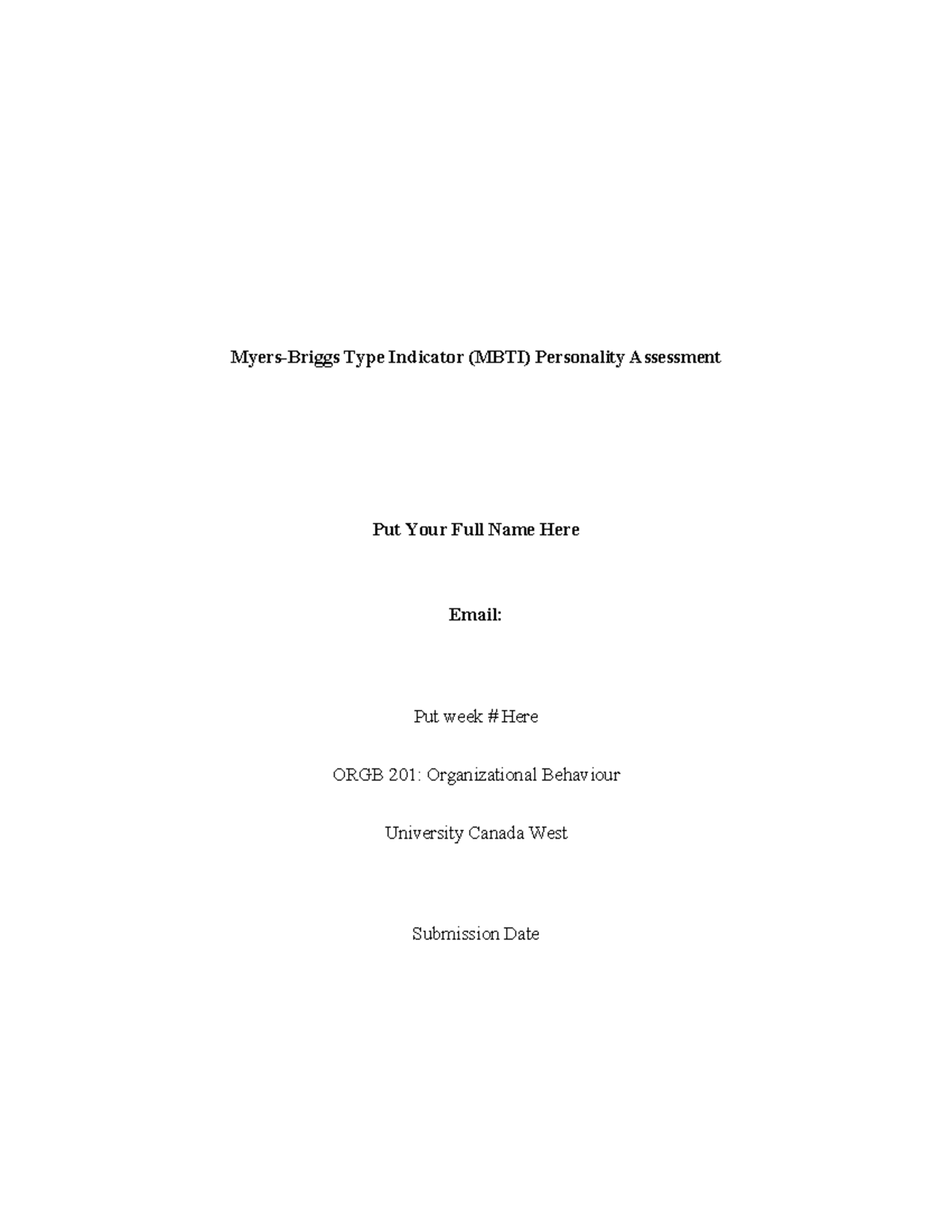 Myers-Briggs Type Indicator (MBTI) Personality Assessment - Copy ...